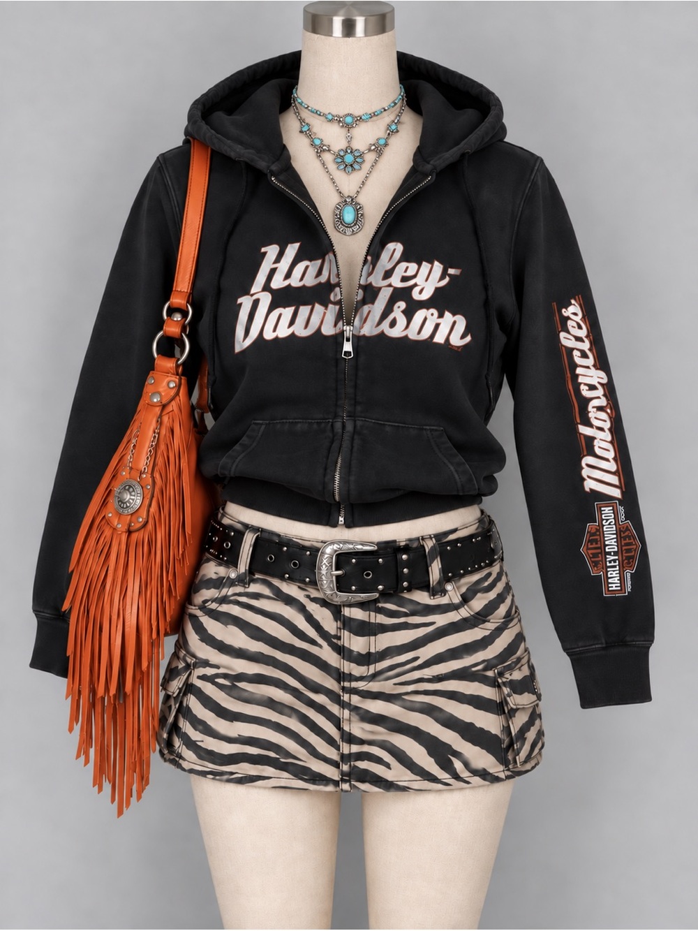 Harley-Davidson Kids Black Hoodie with White and Orange Logo